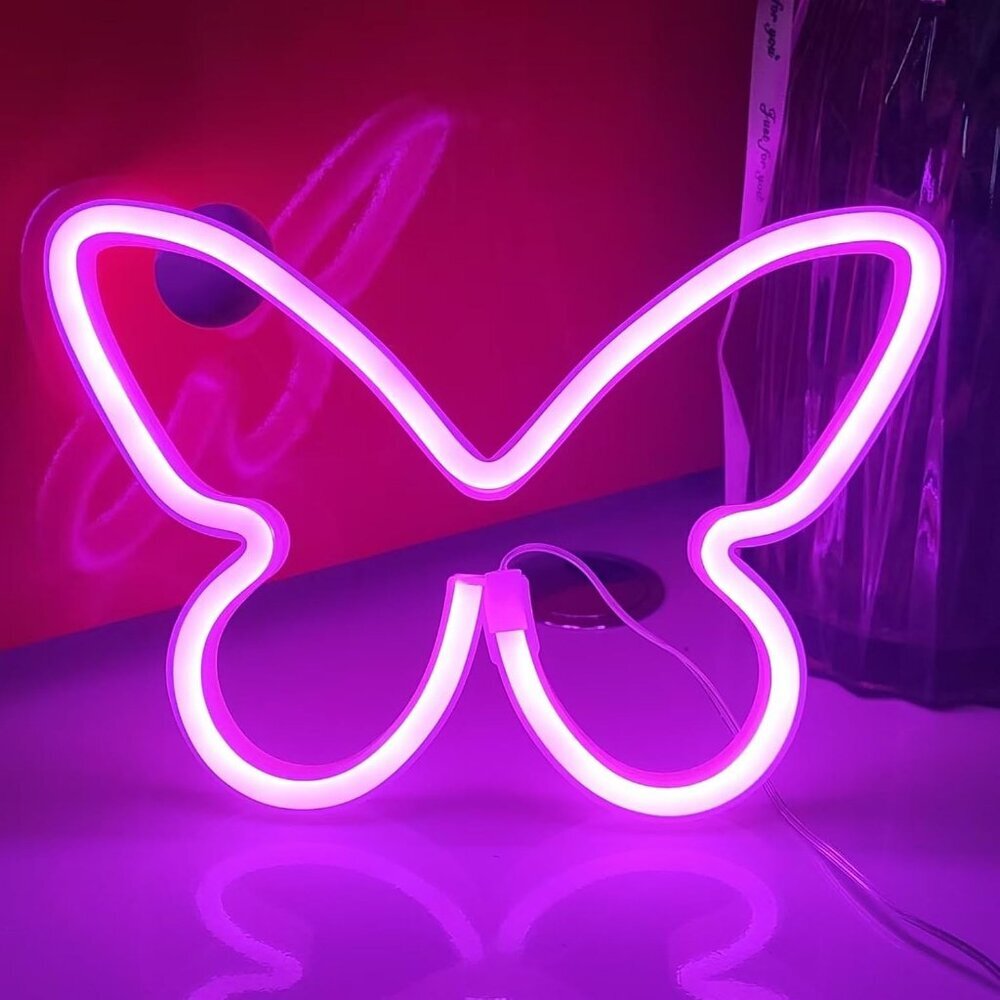 Butterfly Neon Sign,USB or 3-AA Battery Powered Neon Light,LED Table Decoration,